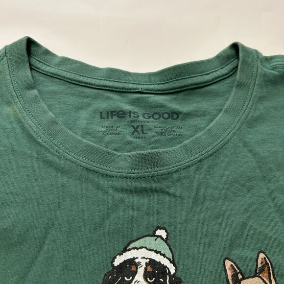 Life is good Mens XL Peace Love Dogs Winter Long Sleeve Crusher Tee Spruce Green - Picture 4 of 13